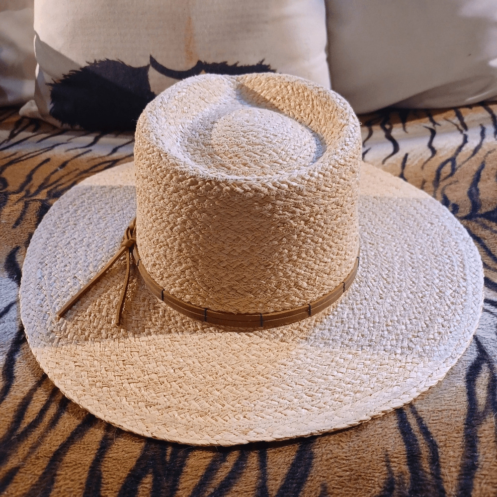 NEW Rare WYETH Straw Hat with Brown Band - Picture 4 of 4